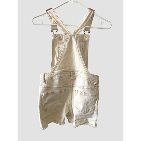 Cat & Jack Girls Fringed Overall Shorts Cream Color Size 7-8 Medium Stretch - Picture 3 of 7